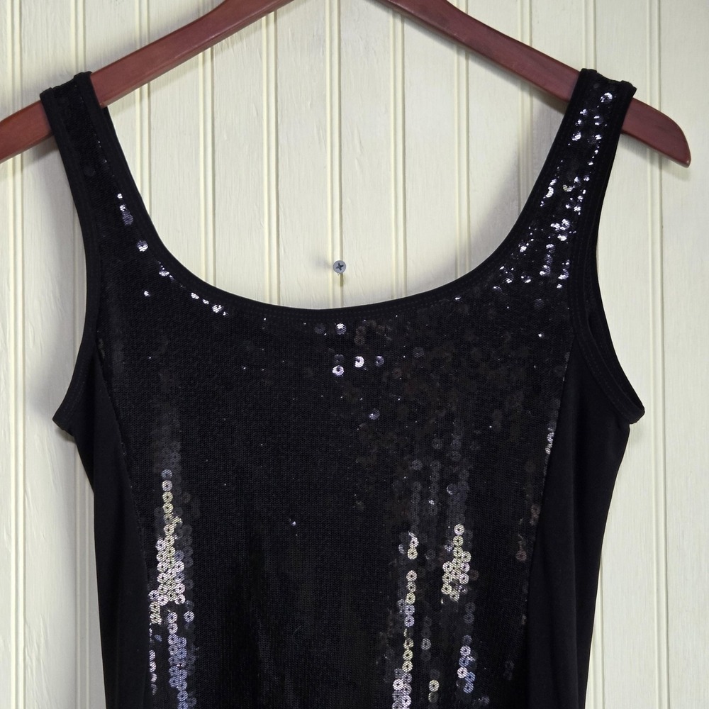 Joseph‎ Ribkoff Dress Womens 4 Black Sequin Sleeveless Scoop Neck Knee Length